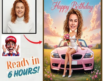 Benutzerdefinierte Geburtstag Karikatur Porträt: Personalisiertes Foto zum Cartoon Geschenk