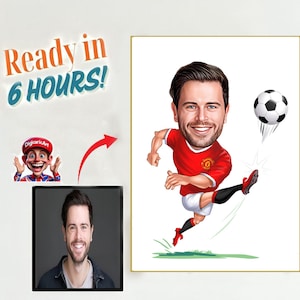 Caricatura personalizzata di un calciatore: ritratto personalizzato in stile cartone animato (digitale)