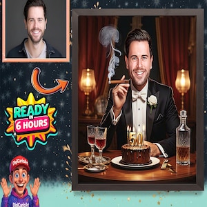 Retrato de dibujos animados de hombre de 40 años personalizado / Caricatura de 40 cumpleaños / Dibujos animados de cumpleaños / Regalo de cumpleaños personalizado / Cumpleaños de hombre / Regalo divertido