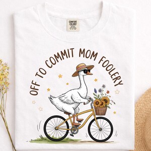 Comfort Colors Off To Commit Mom Foolery Shirt, Funny Mom Goose Tee, Silly Mama Tshirt, Retro Boho Mothers Day Gift