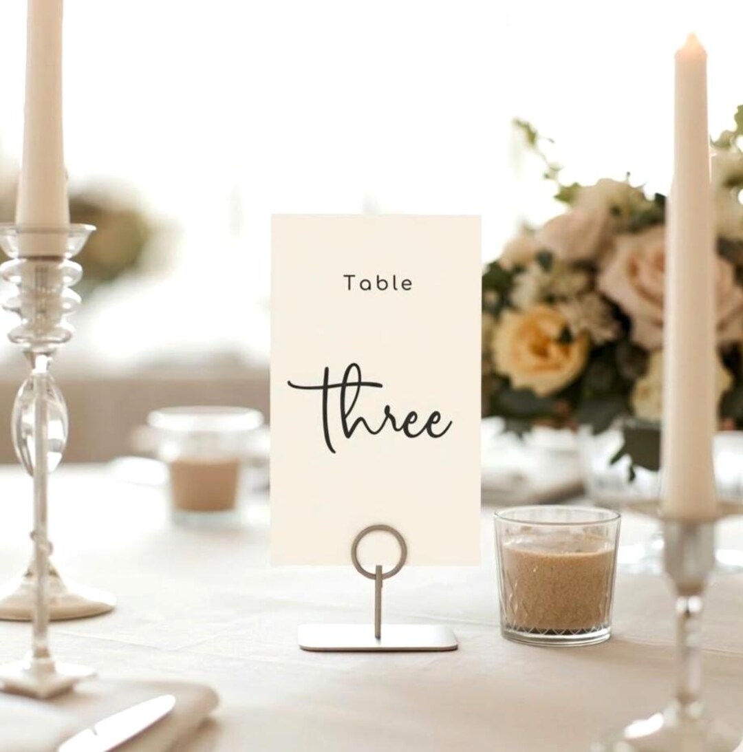 Handwritten Table Numbers 1-20, Modern Script Word Signs, Minimalist ...