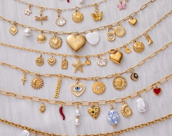 Custom Charm Necklace: 18K Gold-Plated DIY Jewelry Gift