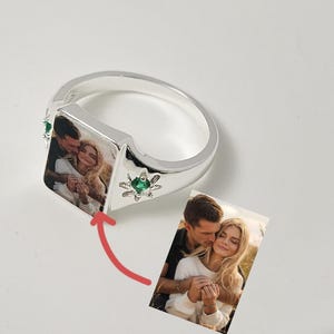 Custom Memorial Photo Ring with Birthstone, Custom Photo Ring, Memorial Photo Ring, Custom Portrait Ring, Anniversary Gift, Birthday Gift
