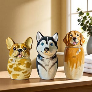 Personalized Dog Urn for Ashes–Comforting Pet Memorial,Handcrafted Ceramic Pet Portrait and name,Lifelike Custom Dog Memorial & Keepsake