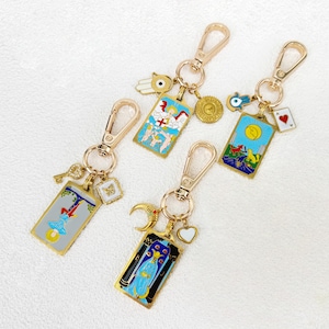 Personalisierte einzigartige Tarot Taschenanhänger - Wählen Sie den Stern (Hoffnung), den Mond (Intuition) oder die Sonne (Freude). Heilendes Kristall Amulett | Glücksbringer, Goldanhänger