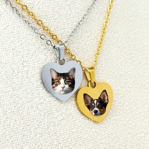 Personalized Pet Photo Heart Necklace: Custom Dog Memorial Jewelry
