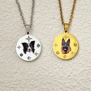 Personalisierte Tier Foto Halskette, Personalisierter Schmuck mit Gravur für einen Hund oder Katze