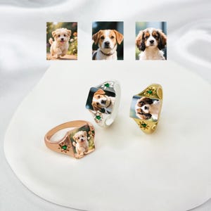 Pet Photo Printing Ring ,Custom Pet Jewelry, Personalized Stacking Ring,Memorial Gift,Present for Pet Lover,Meaningful Dog or Cat Owner Gift