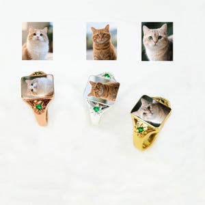 Custom Pet Portrait Ring: Stainless Steel Dog Cat Memorial Keepsake