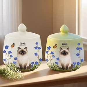Personalized Cat Urn for Ashes,Handcrafted Lifelike Ceramic Portrait,Captures Your Cat’s Personality & Keep Them Forever By Your Side