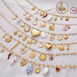 Custom Multi Charm Necklace DIY, Build Your Own Custom Charm Necklaces, Custom jewelry gift for women, Birthday Gifts, Adjustable length