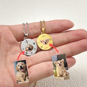 Custom Photo Necklace, Custom Laser Engraved Cat Necklace with Photo or Name, Pet Memorial Jewelry, Pet Necklace Pendant Gift for Her