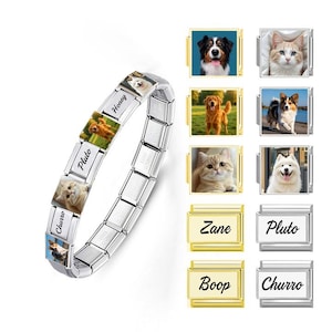 Custom Pet Photo & Name Italian Charm,Individual Charms with Custom Dog or Cat Portrait,Singal charms,Pet Loss Gift,Handmade Memory Keepsake