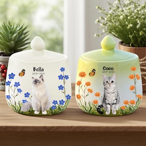 Personalized Cat Urn for Ashes,Handcrafted Lifelike Ceramic Portrait,Captures Your Cat’s Personality & Keep Them Forever By Your Side