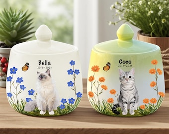 Handcrafted Ceramic Cat Urn: Personalized Pet Memorial Keepsake