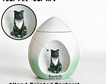 Urna de cerámica personalizada para cenizas de perro: con escultura, nombre y fecha, recuerdo conmemorativo hecho a mano, regalo de Navidad.