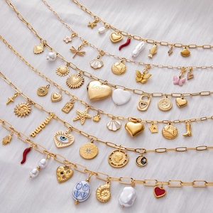 Build Your Own Custom Charm Necklaces for Women, Pick Your Charms, Vintage Chunky Necklace, Gold Charm Necklace, Custom Multi Charm Necklace