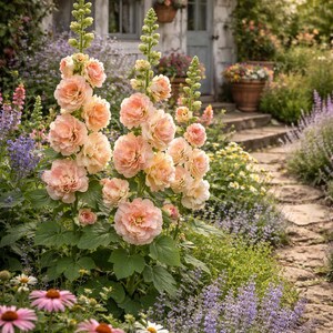 Alcea Hollyhock ‘peaches and Dreams’ Live Plant Plugs- Tall Biennial ...