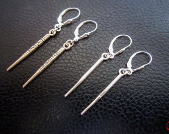 Amenadiel Inspired Sterling Vertical Bar Earrings-Mazikeen Inspired Spike Earrings-Lucifer Inspired Jewelry-Karen Hill Tribe Silver Earrings