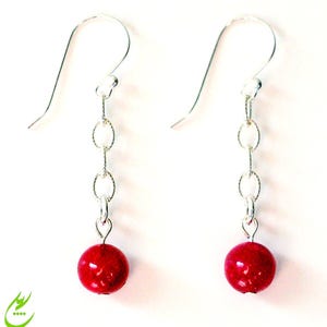 Fuchsia Achat Ohrringe, Sterling Silber Ohrringe, Sterling Kette Ohrringe, Rosa Fuchsia Achat Edelstein Ohrringe, Hochzeitsmode Ohrringe