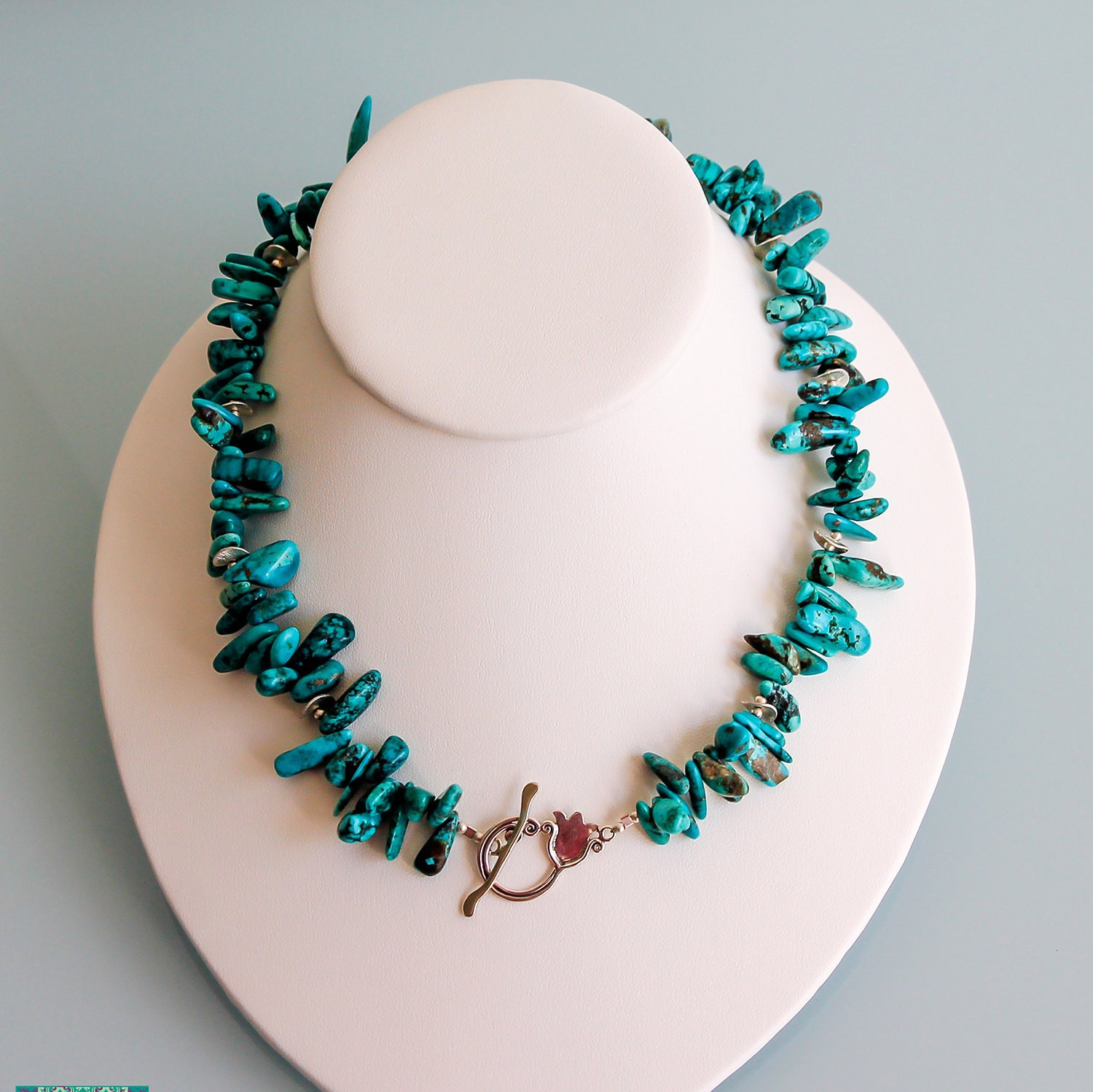 Arizona Turquoise Necklace Sterling Silver Necklace Beach Etsy