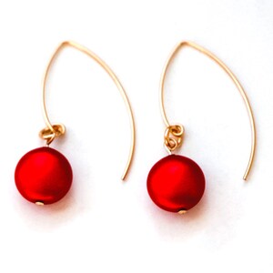 Red Rouge Earring-Red Coin Pearls Crystal Rouge Earring-Gold Earrings-Gold and Red Earring-Rouge Earring-Holiday Jewelry-Vibrant Red Earring