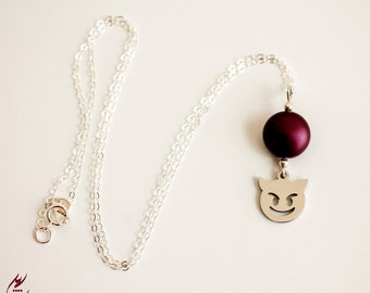 Devil Emoji Pendant Purple Swarovski 