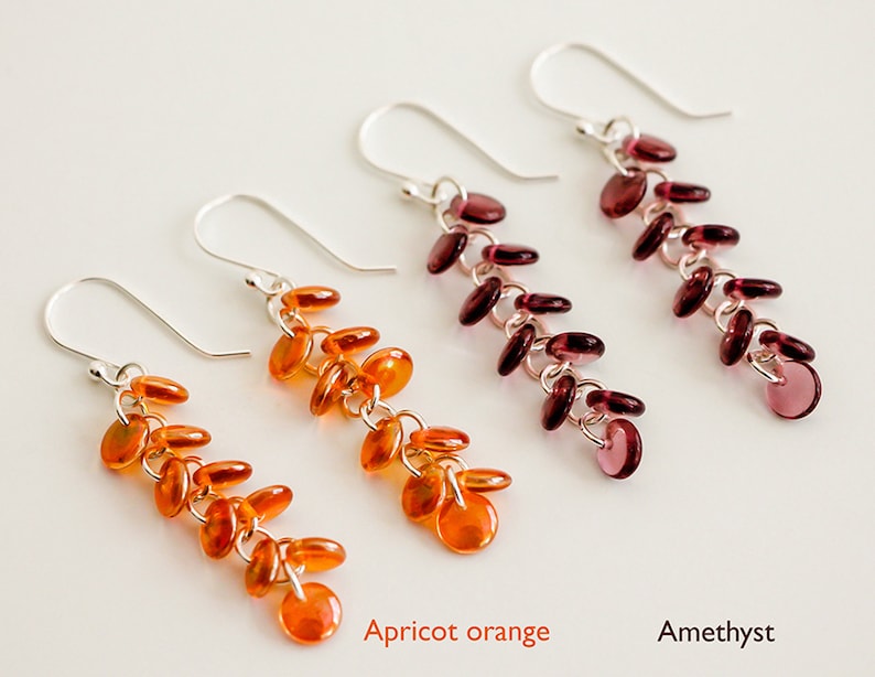 Red Cluster Earrings RedLemon Cascade Earrings Red Yellow Lentils Earrings Sterling Silver Earrings Wedding Jewelry Red Jewelry Gift