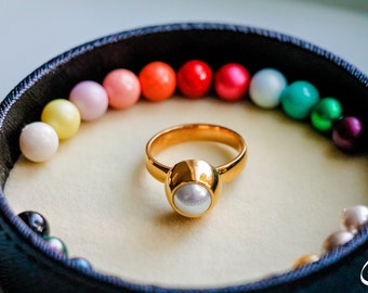 Swarovski Pearls Ring-Interchangeable Swarovski Pearls Ring-Colorful interchangeable Pearls Ring-Interchangeable Silver/Gold/Rose Gold Ring