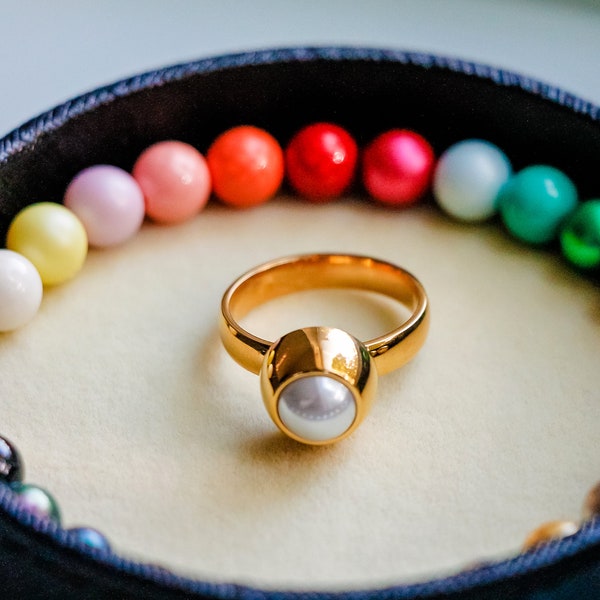 Swarovski Pearls Ring-Interchangeable Swarovski Pearls Ring-Colorful interchangeable Pearls Ring-Interchangeable Silver/Gold/Rose Gold Ring