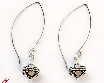 Bali Silver Decorative Diamond Earrings, Silver Geometric Dangle Earrings, Earrings Gifts for her, Bali Silver Earrings, Long Earrings