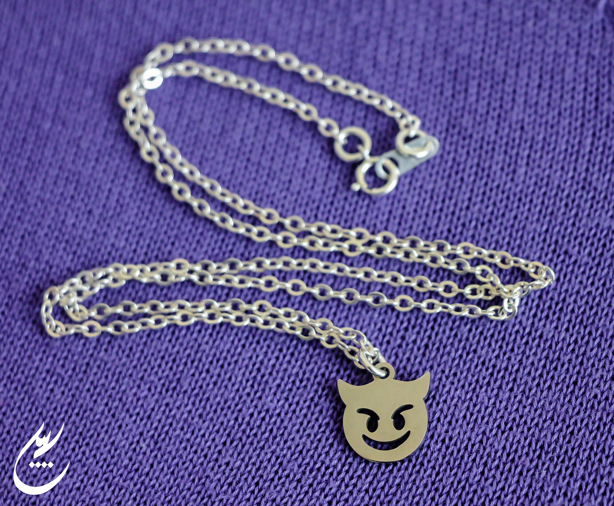 Devil Emoji Charm Pendant Devil Emoji Necklace Dainty Charm Etsy UK