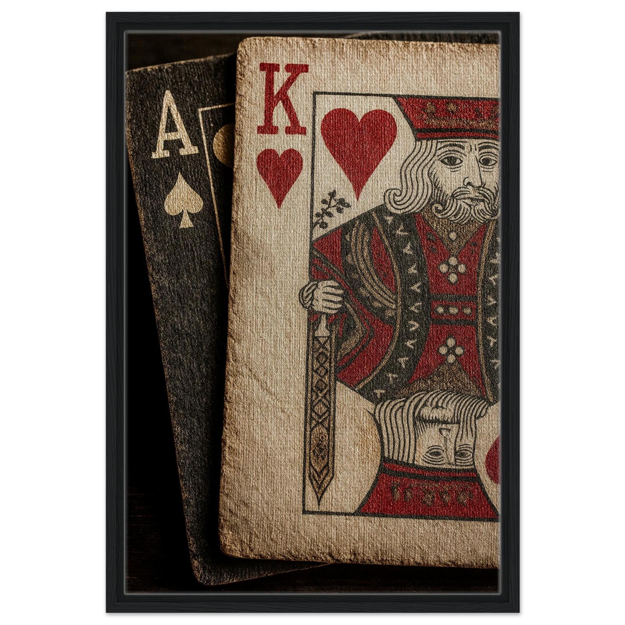 Vintage Ace & King Framed Canvas | Retro Card Wall Art | Casino