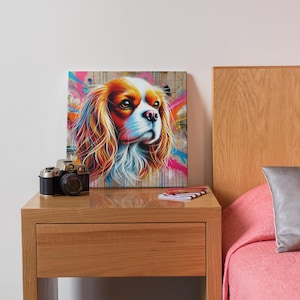 Cavalier King Charles Spaniel Canvas | Colorful Graffiti Dog Art for Pet Lovers | Colourful Canvas Print For Dog Lovers