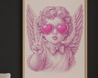 レトロな天使のウォールプリント - Etsy 日本