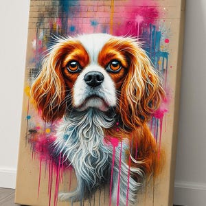 Cavalier King Charles Spaniel Canvas – Colorful Graffiti Dog Art for Pet Lovers | Colourful Canvas Print For Dog Lovers