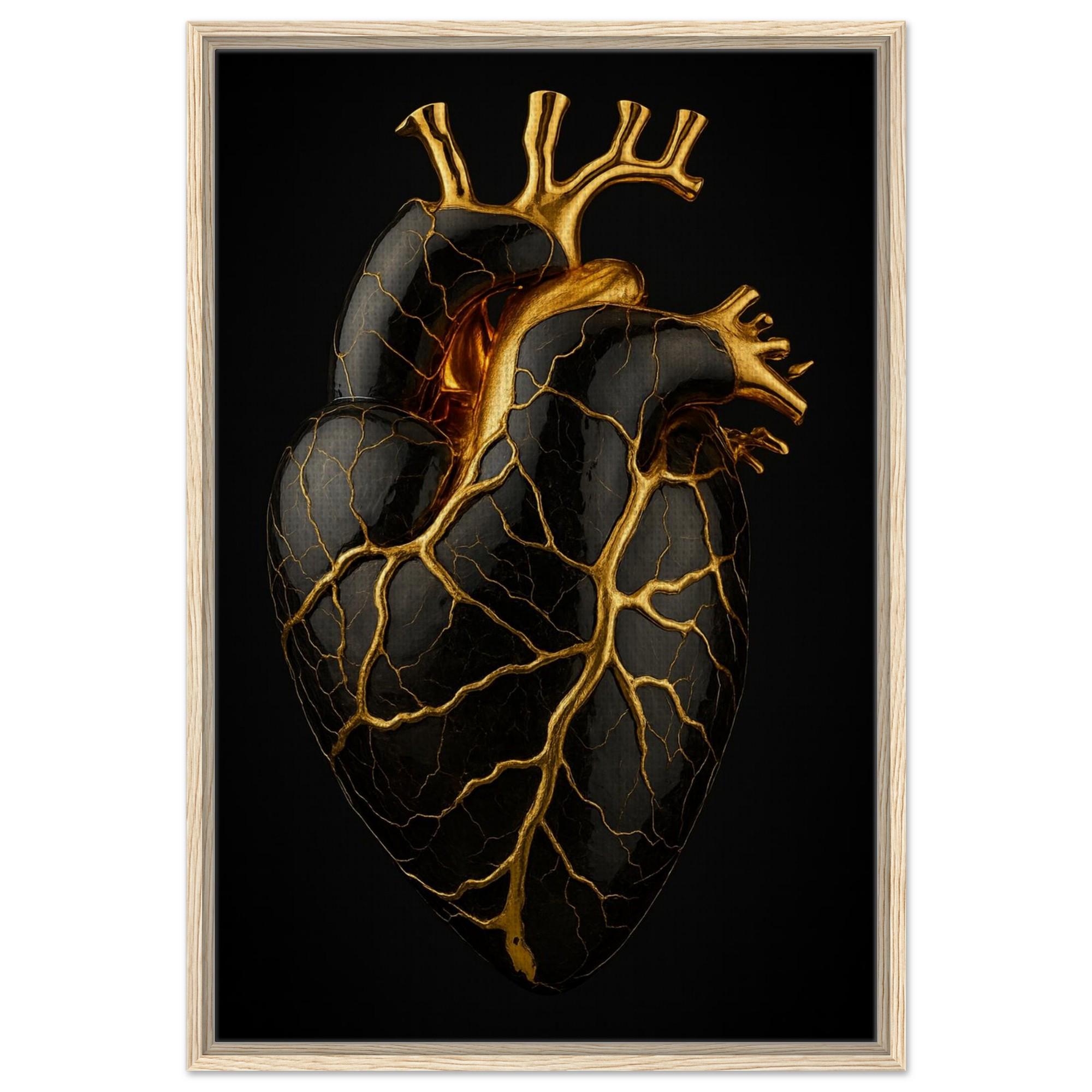 絵画 #Heart of Gold sigeyosi aoki 2022 10 10 Black & Gold Kintsugi Heart Wall Art | Modern Resilience and