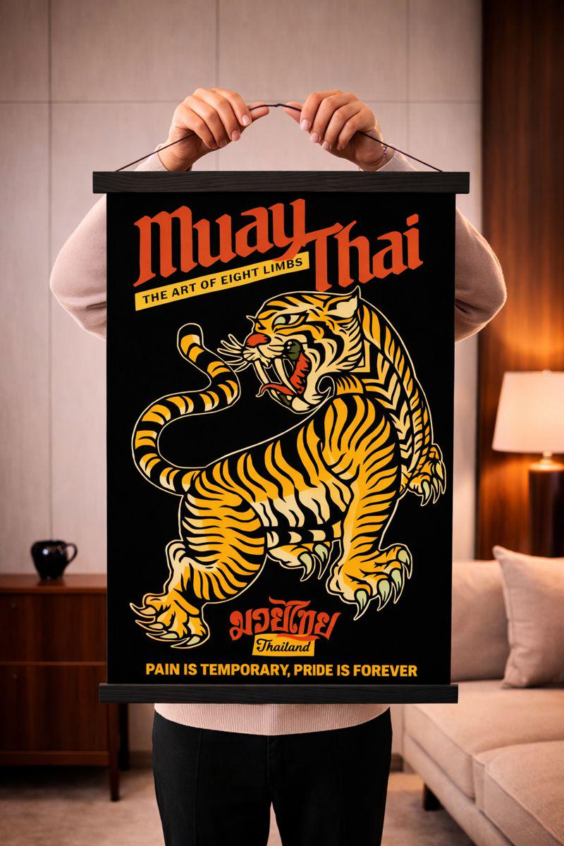 Muay Thai Tiger Poster | Fight Decor Gym Wall Art | Martial Art