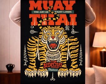 Muay Thai Tiger Poster | Traditional Thai Martial Arts Decor