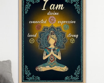 Chakra Ausrichtung gerahmte Leinwand | Meditation Mandala spirituelle Wandkunst