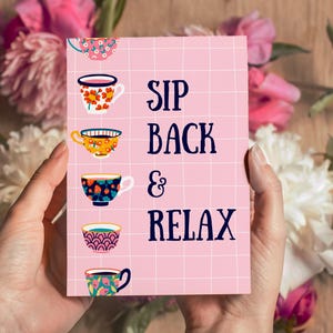 Plantilla editable para tarjeta del Día de la Madre / Tarjeta de felicitación de té imprimible en Canva / Descarga instantánea para relajarse / Regalo DIY para el Día de la Madre