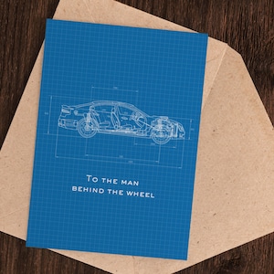 Plantilla de tarjeta con plano de coche para él / Tarjeta editable de Canva para amantes de los coches / Tarjeta de agradecimiento para el Día del Padre, cumpleaños y hombres