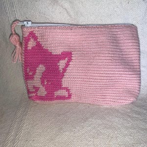 Trousse Chat au Crochet – Rose et Fuchsia – Pochette Fait Main avec Fermeture Éclair