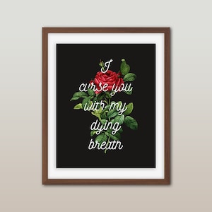 Lustiges Zitat - &quot;I curse you with my dying breath&quot; - Mein Lieblingsmord Print / Murderino Typography Print