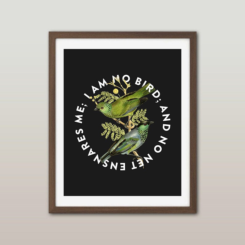 Jane Eyre Quote Print i Am No Bird and No Net Ensnares Etsy