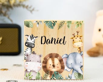 Personalized Animal Piggy Bank,Custom Name Baby Money Box,Children Wooden Coin Bank,Saving Bank  ,Birthday Gifts for Kids,Christmas Gift,