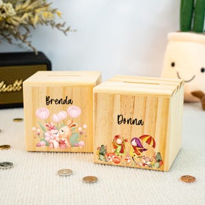 Money Box Girl, Piggy Bank Child, Money Box Name, Wooden Baby Money Box, Personalised Gift, Children Money Box, Money Box, Engraved Gift