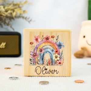 Personalised kids money box, rainbow money bank, holiday gift, older child gift, kids birthday,rainbow, teenager gift, boys gift, girls gift