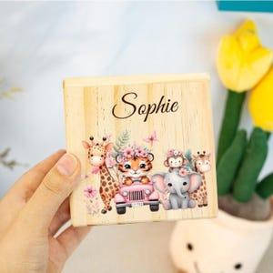 Personalized Animal Piggy Bank,Custom Name Baby Money Box,Children Wooden Coin Bank,Saving Bank  ,Birthday Gifts for Kids,Christmas Gift,