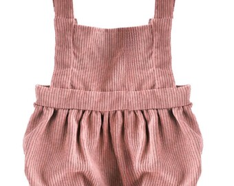 Dolly Suspender Bubble Romper - Dusty Rose Corduroy